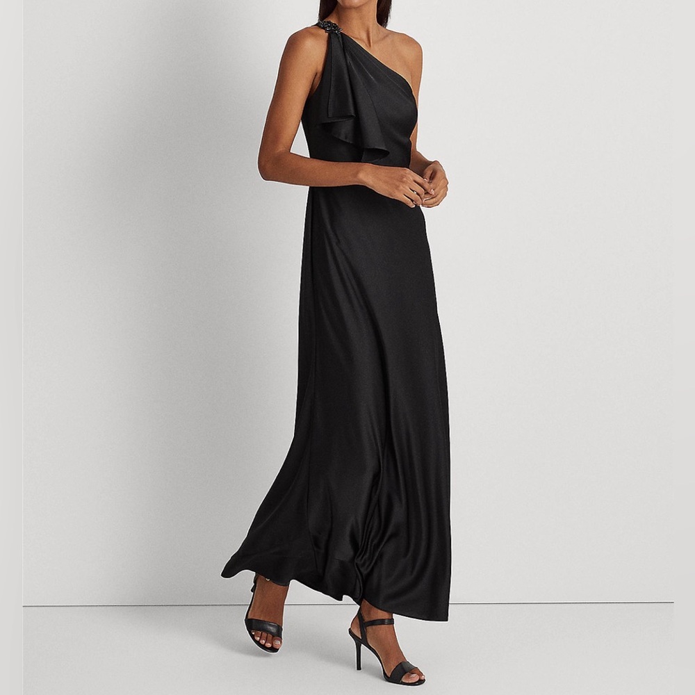 Lauren Ralph Lauren Women's Satin One-Shoulder Gown Size 4. NWT